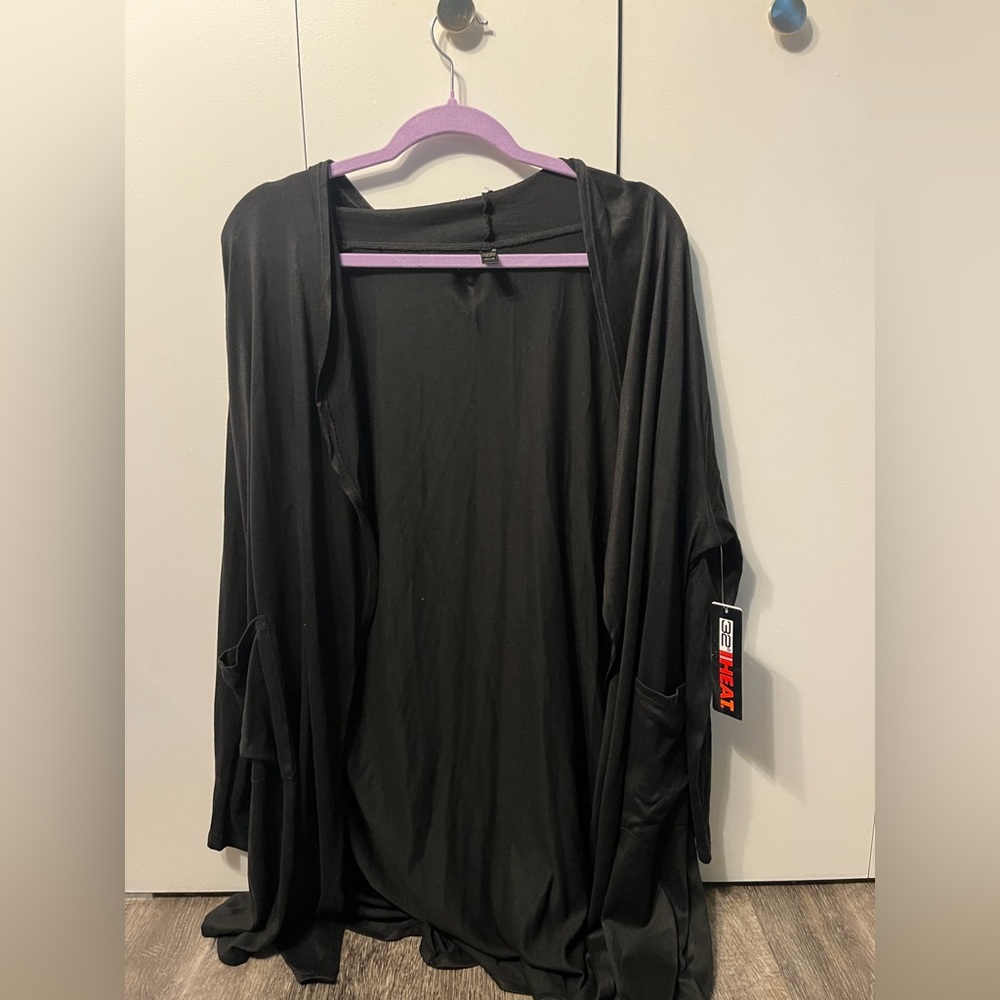 32 Degrees Black Open Front Drape Jacket
